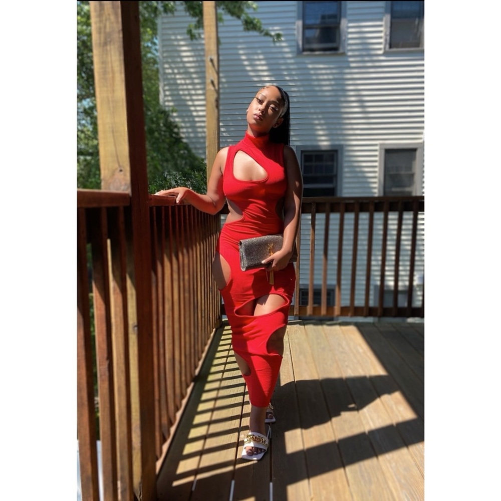 🌹NEW - VINI Dress in Honey Mustard & Red - Picture 9 of 13